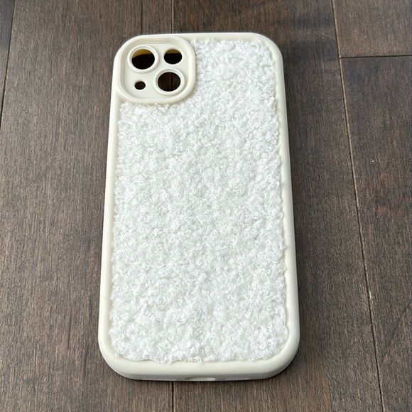 iPhone 14 PLUS Cream White Sherpa Phone Case, Winter Beige Cozy Accessory Tech - Picture 2 of 7